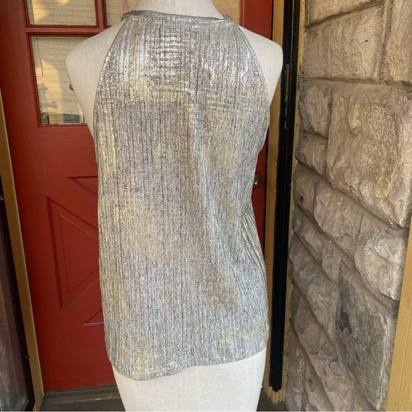 Moulinette Soeurs by Anthropologie shimmer silver gold festive tank top S - Picture 7 of 13